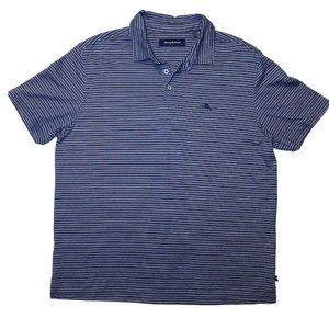 Mens Tommy Bahama Pima Cotton Polo Shirt Size XL Blue Stripe Short Sleeve